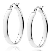 Cercei rotunzi argint Ø30 mm x 4 mm Classic Hoops DiAmanti KHV430R-DIA